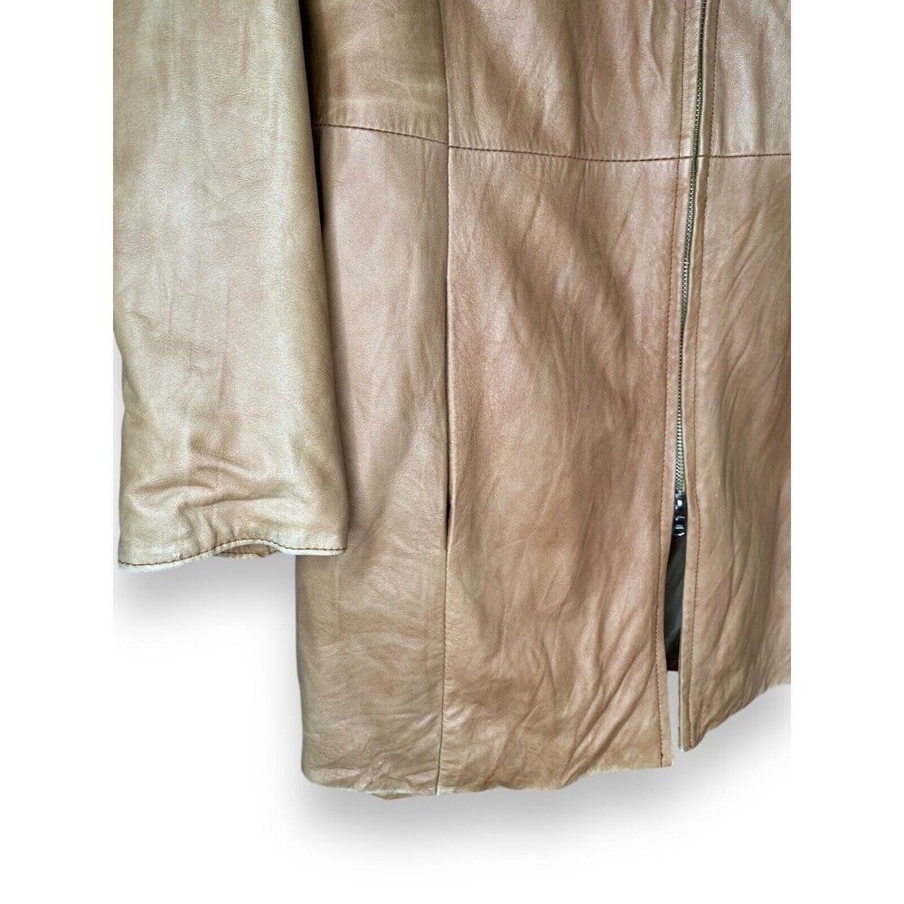 Vera Pelle Full Front zip jacket made in italy light brown Size 46 - Picture 6 of 10